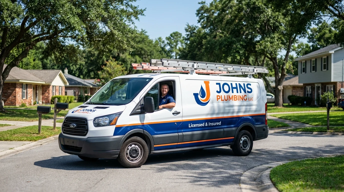 Johns Plumbing LLC service van in Terra Bella, CA