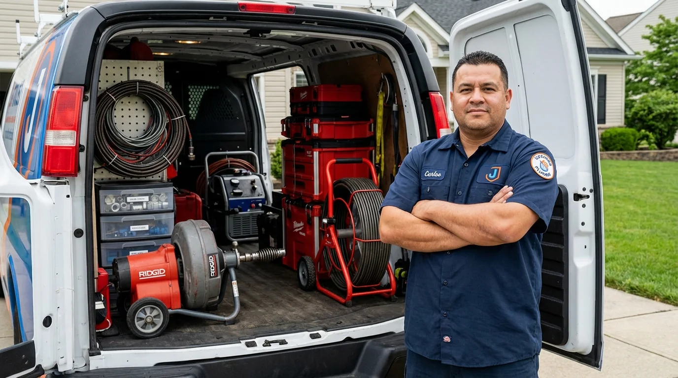 Professional drain cleaning equipment and Johns Plumbing LLC plumber in Terra Bella
