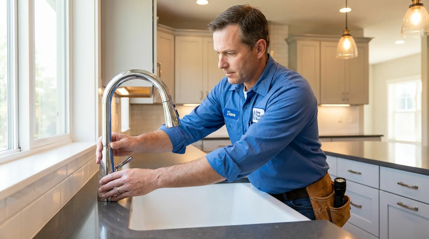 Kitchen faucet installation by Johns Plumbing LLC in Terra Bella