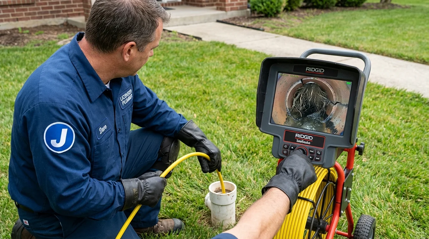 Sewer camera inspection being performed by Johns Plumbing LLC in Terra Bella