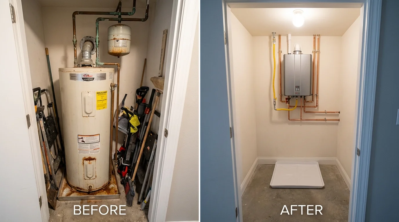 Tank water heater versus wall-mounted tankless unit comparison for Terra Bella, CA homeowners
